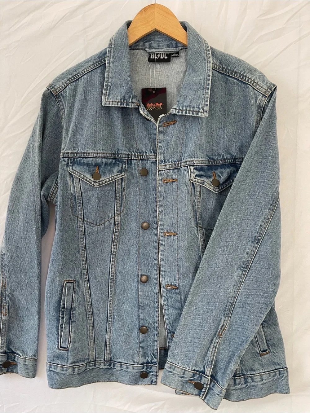 AC/DC Light Blue Denim Jacket - Men’s Casual Jean Coat- Sz-M